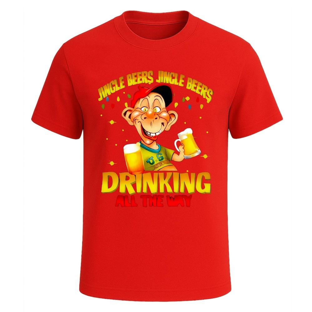 Jingle beers drinking  christmas santa xmas party gift funny tshirt tee top 2XL