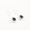 Natural Black Onyx Gemstone 925 Solid Silver Jewelry Zircon Long Earrings 1.86" CZE-7-17