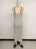 Baifen Zhi Yi 2026 Retro Vacation Style Twisted Stripe Slim-Fit Spaghetti Strap Dress