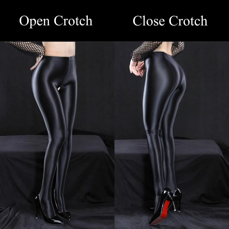 8 Plus Size Oil Shiny Tights Glossy Satin Shaping Pantyhose Women Sexy Pole Dance Clubwear Sports Fitness Leggings
