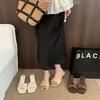 2025 Summer New Retro Woven Open-toed Korean Holiday Slope Heel Cool Slippers Hong Kong Style Cool Slippers