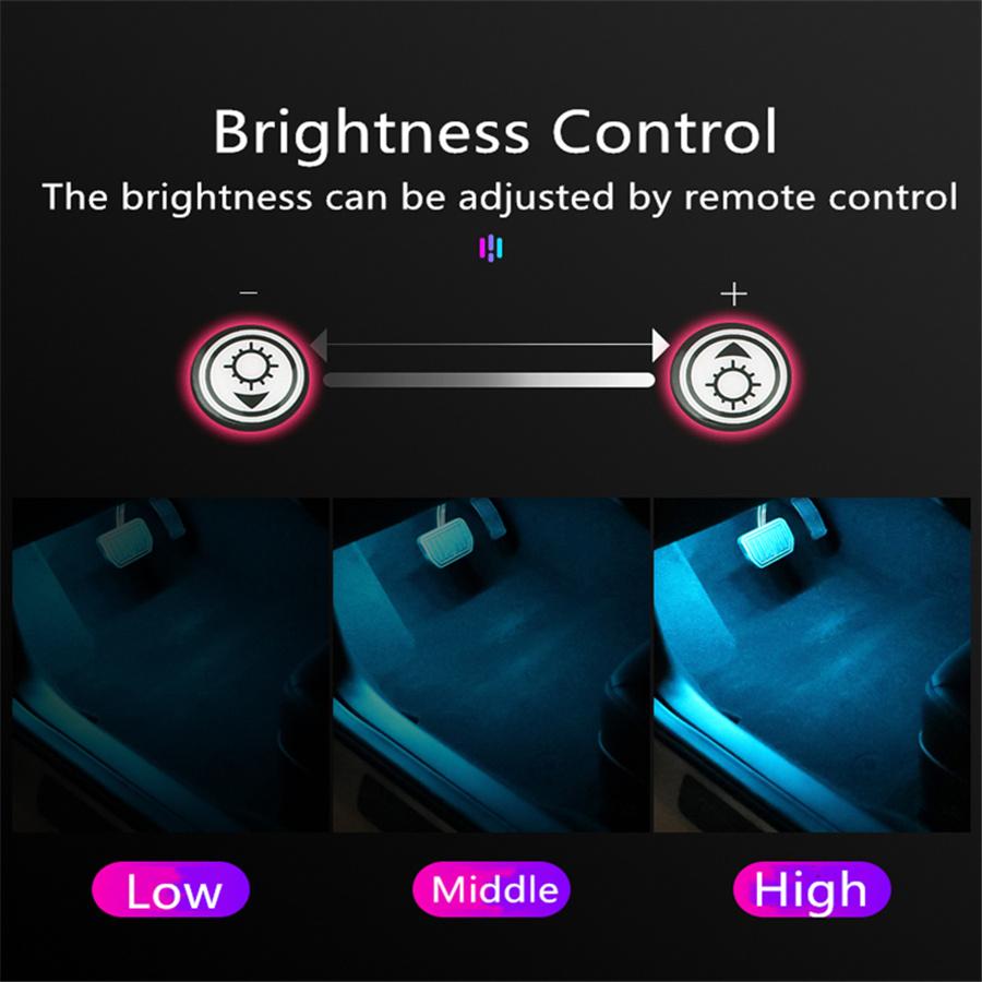 Car RGB LED Wireless Interior Decorative Ambient Light Foot Lamp Remote Control