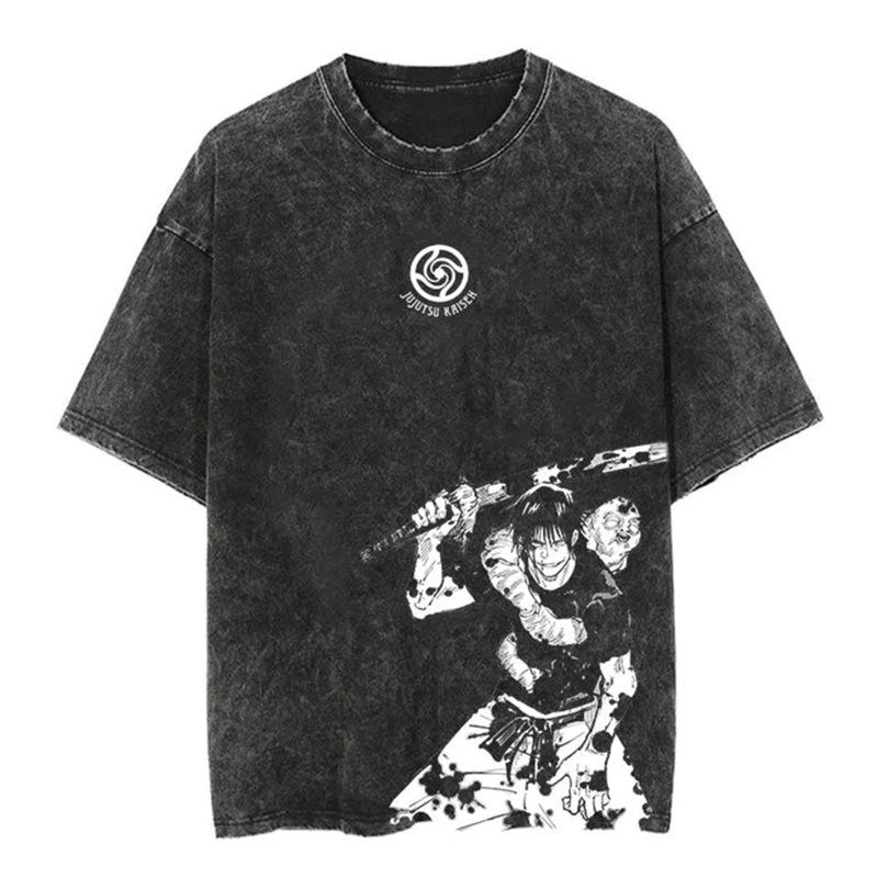 Cartoon Spell Battle Oversized Retro 3D Printed Loose Large Round Neck Cotton Short Sleeve T-Shirts Men’s