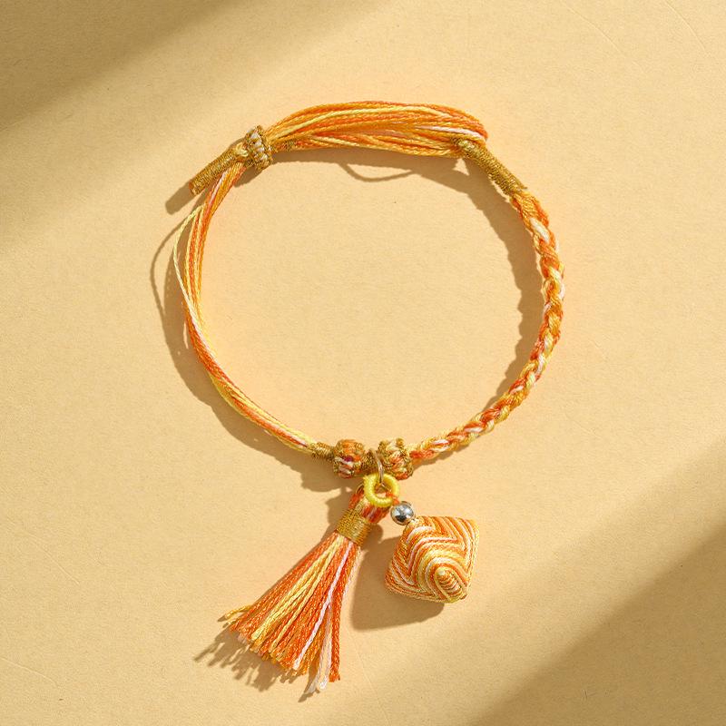 Handmade Dragon Boat Festival Bracelet: Five-Color Woven Rope with Zongzi Tassel – Ornament for Kids & Adults, Perfect Festival Gift