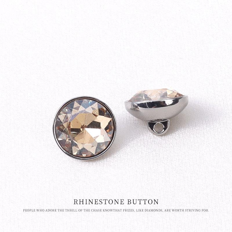 5pcs High-End Glass Colored Rhinestone Buckle Shirt Shirt Cardigan Sweater Button Round Versatile Small Fragrant Decorative Button