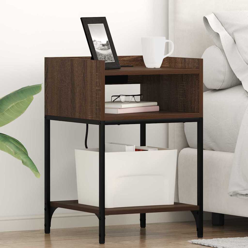 Nightstand Brown Oak Look 40 x 40 x 61 cm Engineered Wood