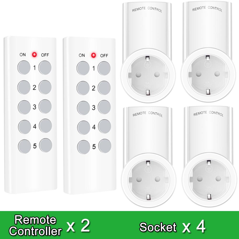 Wireless Smart Remote Control Power Outlet Light Switch Plug Socket Power Outlet Socket EU Plug with Remote Control