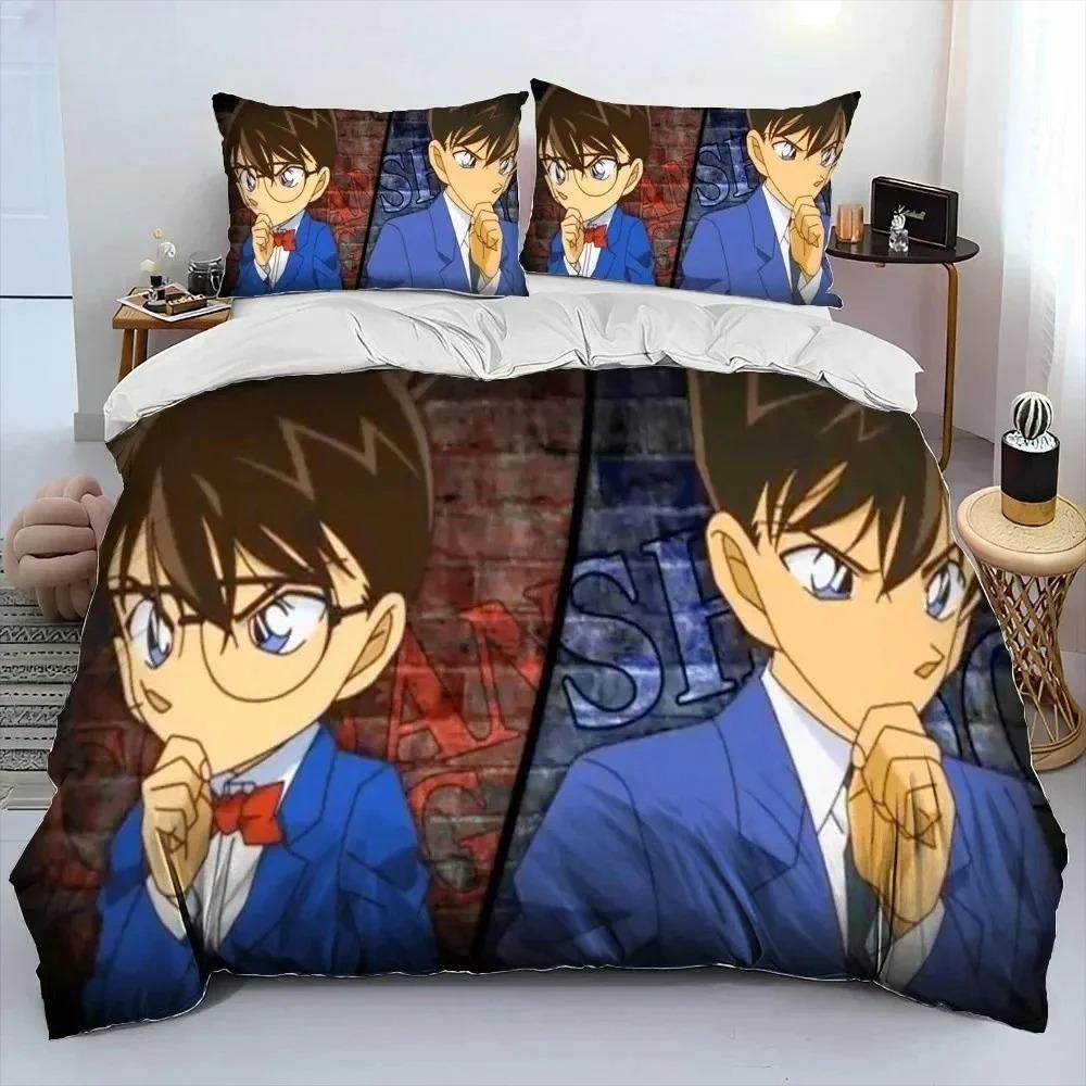 3D Print Anime Detective Conan Cartoon Bedding Set Boys Girls Twin Queen King Size Duvet Cover Pillowcase Bed Boys Adult Bedroom