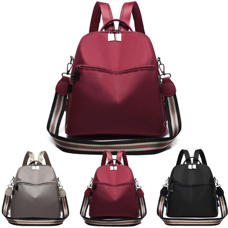 Pure Color Multipurpose Oxford Cloth Backpack For Women With Adjustable Straps
