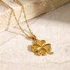 18k Gold Stainless Steel Four-leaf Clover Pendant Necklace Summer Niche Simple Titanium Steel Necklace Pendant