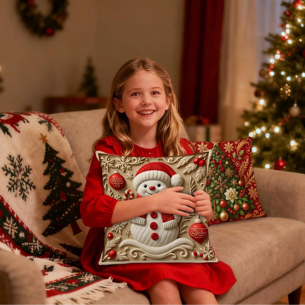 Christmas Pillow Covers 17.72Inch Fall Pillowcase Decoration 4 Pieces Pillowcase Christmas For Home Indoor Outdoor Bedroom Couch