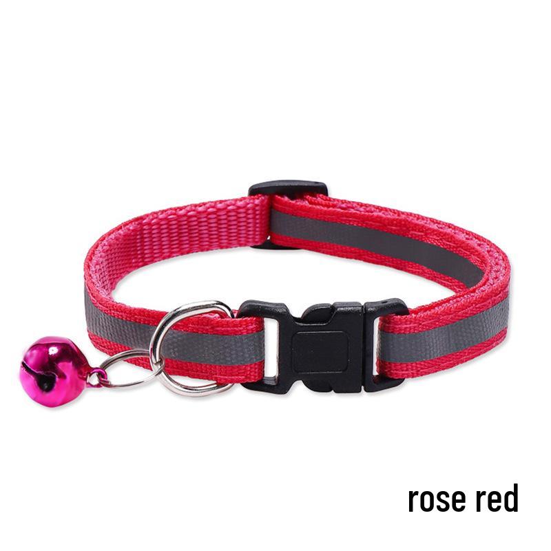 Reflective Adjustable Pet Collar with Bell for Cats & Dogs - Universal Fit, In Stock