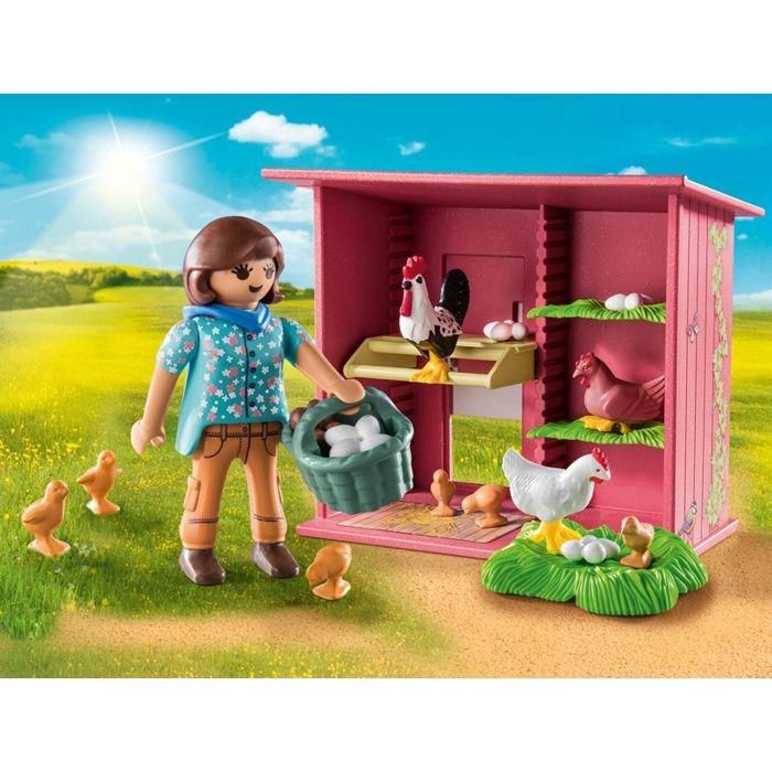 Jeux de construction - PLAYMOBIL - 71308 - Agricultrice - Poulailler - Multicolore
