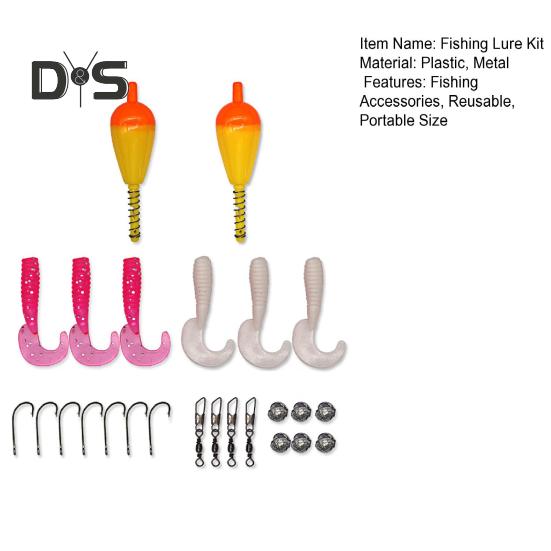 25-teiliges Angelset für Anfänger mit Köderwirbel und Angelpose mit Widerhaken aus Metall, Angelzubehör für Süßwasser und Salzwasser