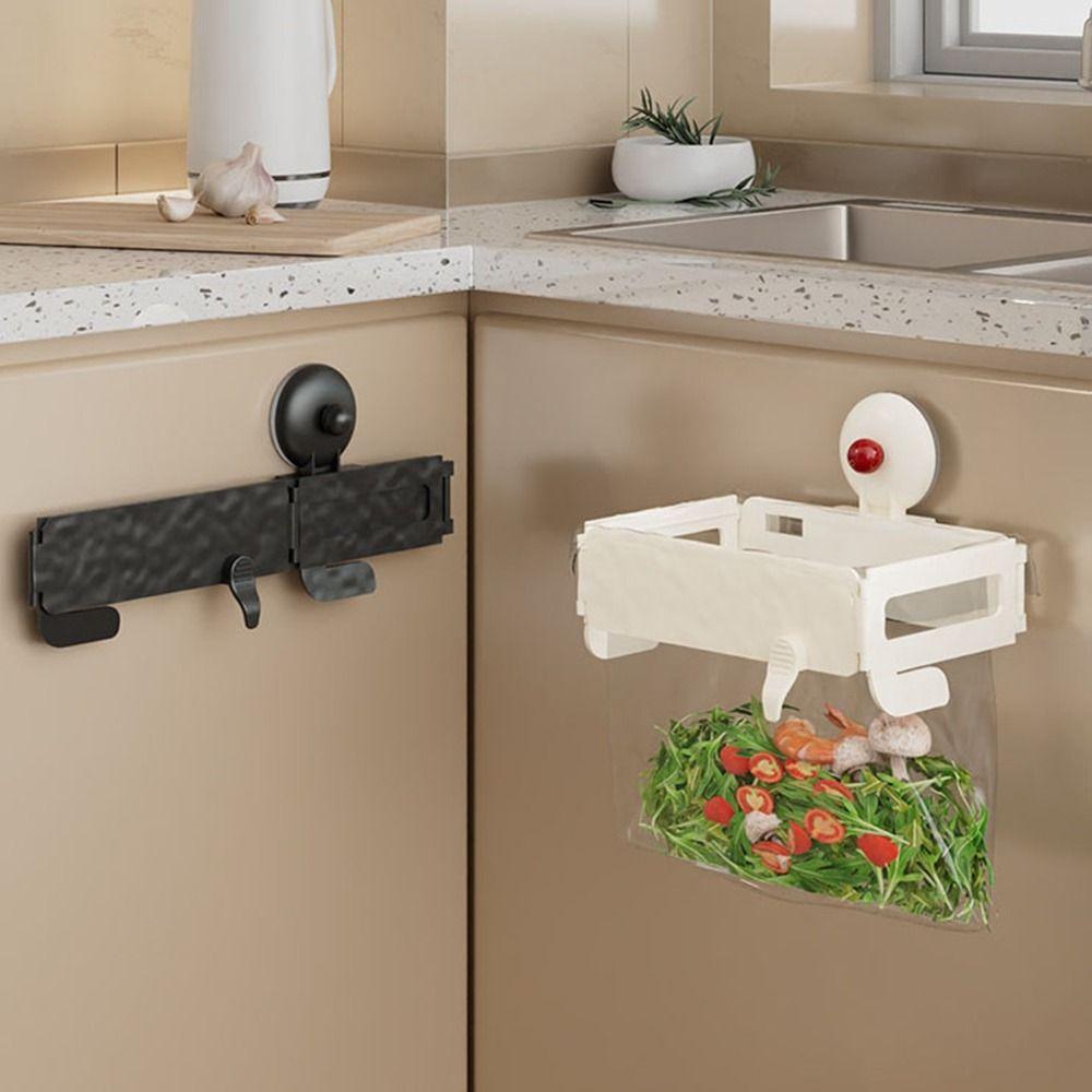 Hanging Suction Cup Trash Bag Holder Foldable Rubbish Storage Holder  Cabinet