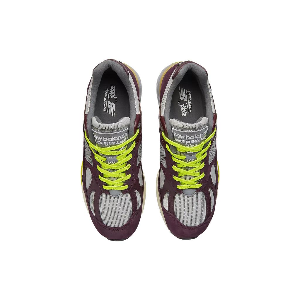 Patta x New Balance 991v2 Fabriqué en Angleterre Betterave Marinée Baskets Unisexe Rouge Jaune Sécurité Dégustation de Vin U991PD2