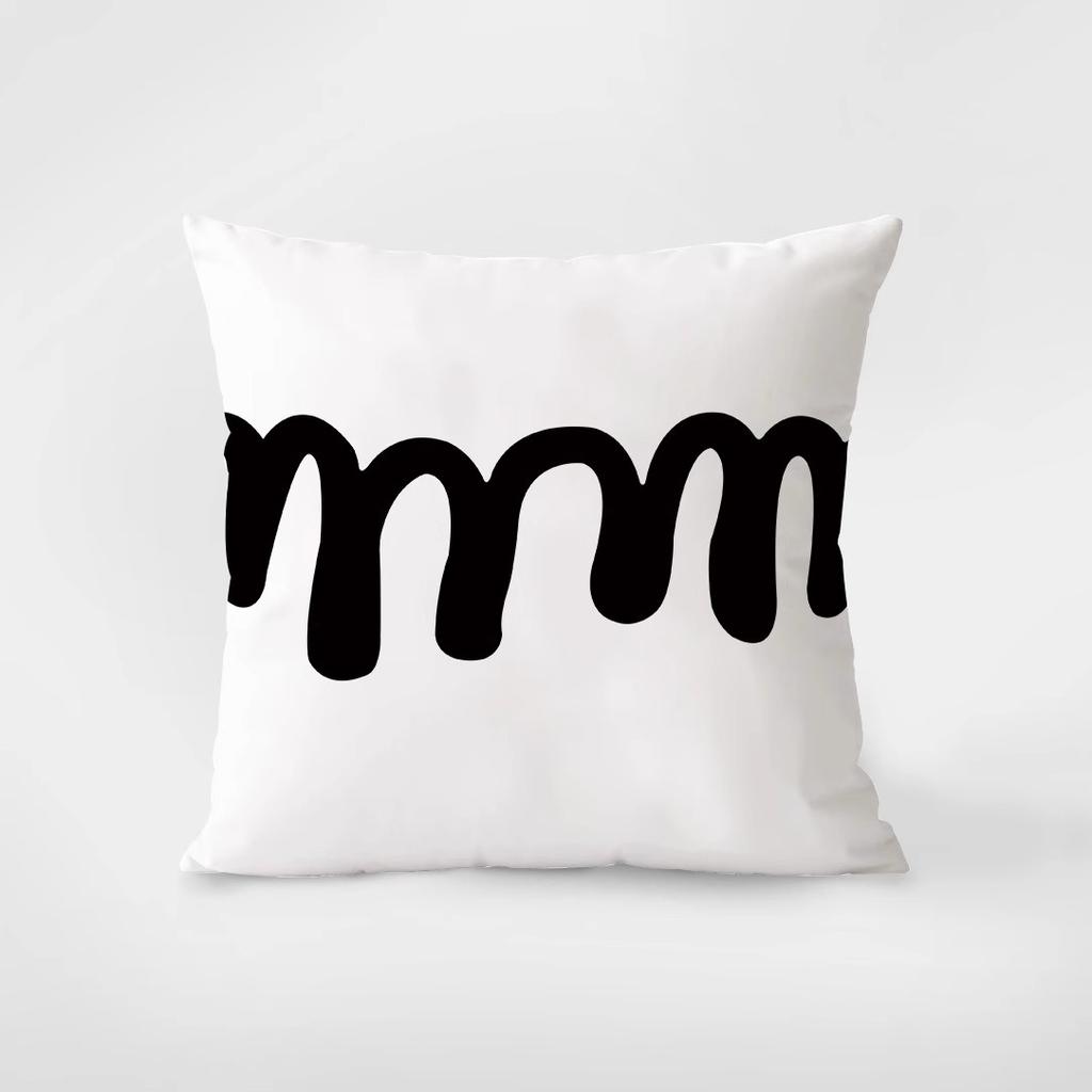 Simple Black and White Cartoon Pillowcase Interior Decoration Office Living Room Home Pillowcase