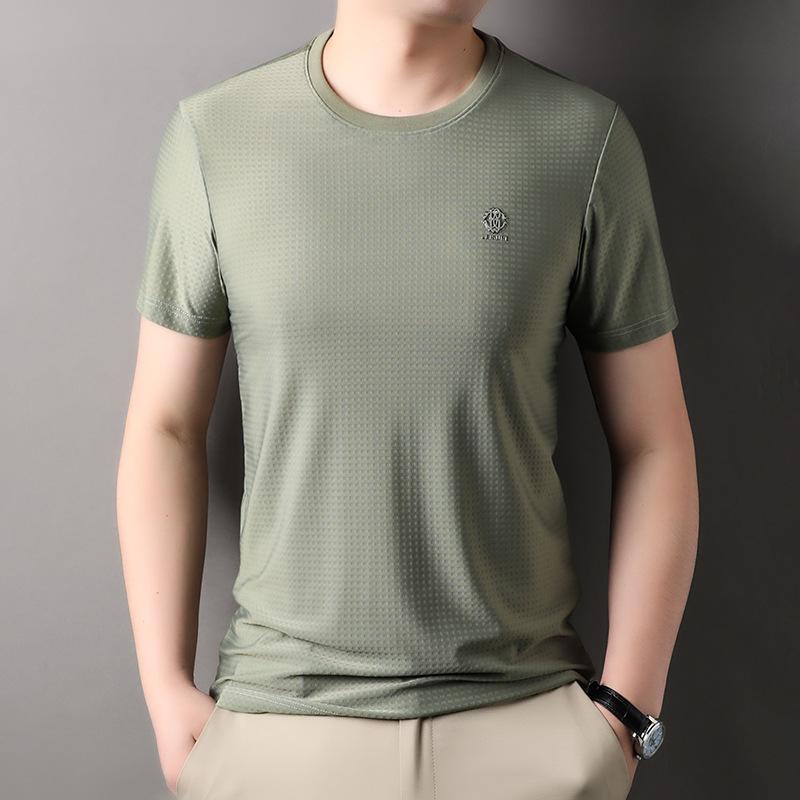 

Новая летняя мужская футболка в корейском стиле, модная однотонная рубашка с круглым вырезом, тонкий повседневный топ, универсальная нижняя рубашка 4XL