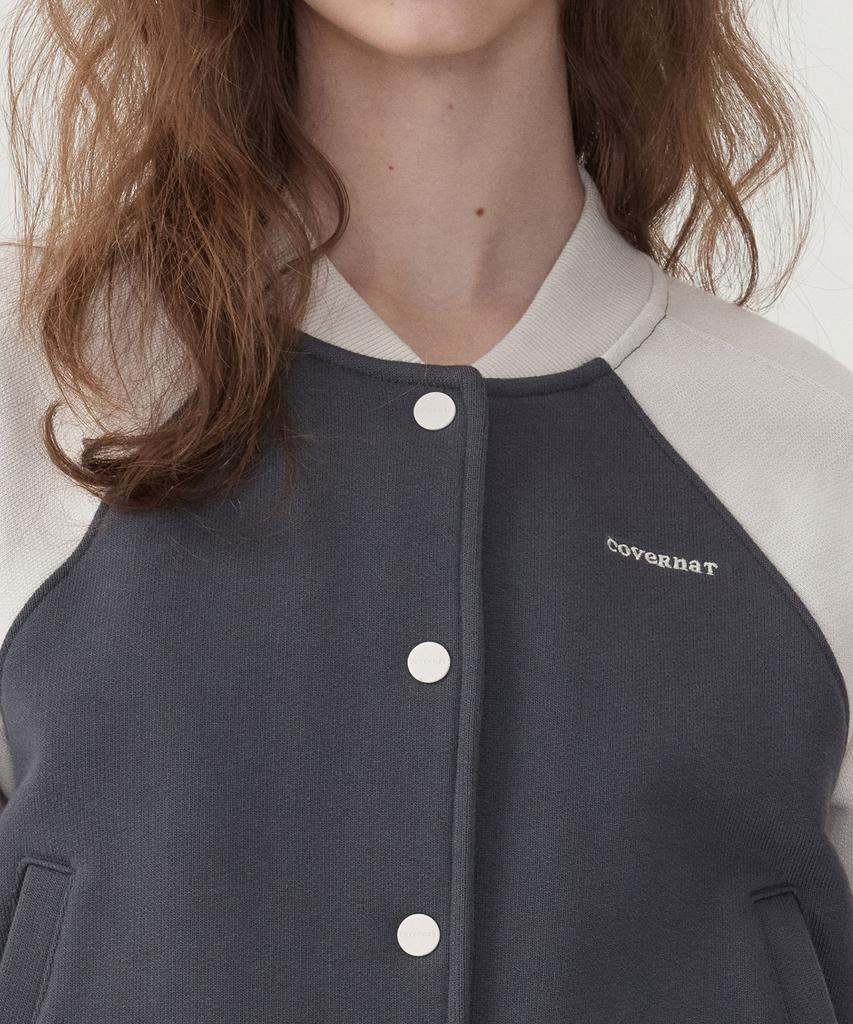 Covernat Woman Women'S Sweat Varsity Jacket Charcoal
