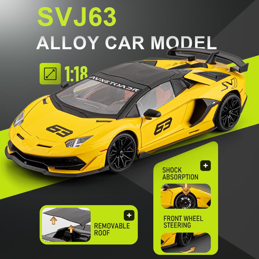1:18 Aliaj Turnare SVJ63 720S Mașină Sport Model Jucării Uși Deschise Vehicule Miniaturale Tragere Înapoi Roți Supermașină Obiect Colecționabil