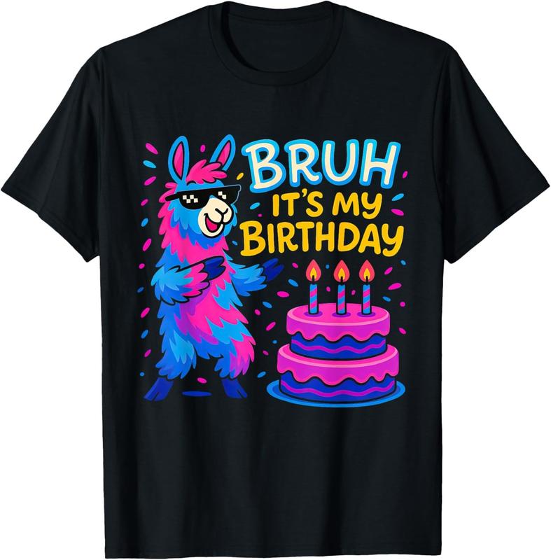 Bruh Its My Birthday Llama Family Party Bday Design Unisex T-Shirt S
