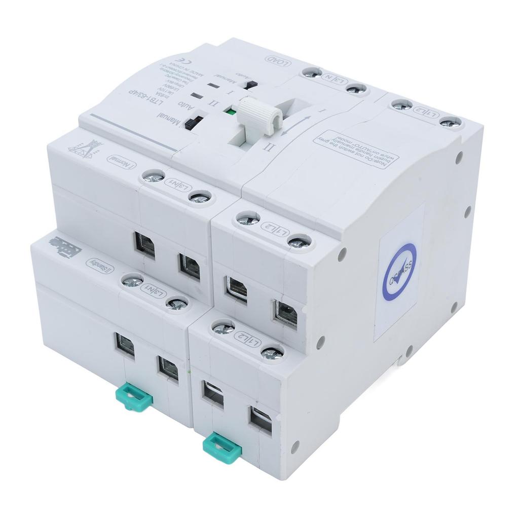 Double Power Automatic Transfer 4P 63A DIN Rail Mounted ATS for Home Backup Generator and Emergency Power Supply System