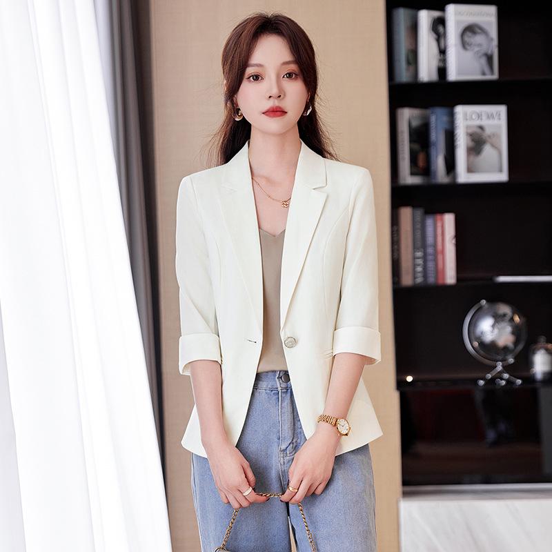 Women's Spring/Summer 2024 Pink Mid-Sleeve Blazer Jacket – New Fashion Casual Suit Top