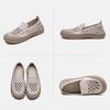 Johnature Hollow-out Breathable Flats Genuine Leather Comfortable Loafers Retro Versatile Women's Shoes