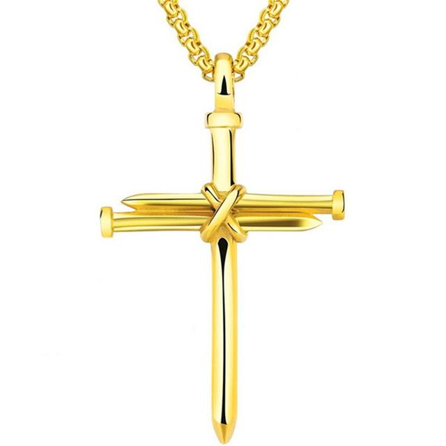 3 Colors Simple Stainless Steel Cross Pendant Necklace Hip Hop Style Christian Charm Necklace For Men Boys Jewelry Gifts