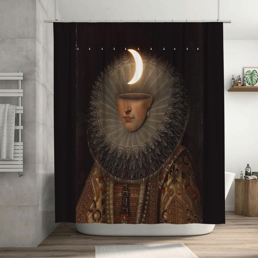 Vintage Portrait Shower Curtain Gothic Renaissance Art Bathroom Decor Tapestry Backdrop Unique Home Textile Halloween Party