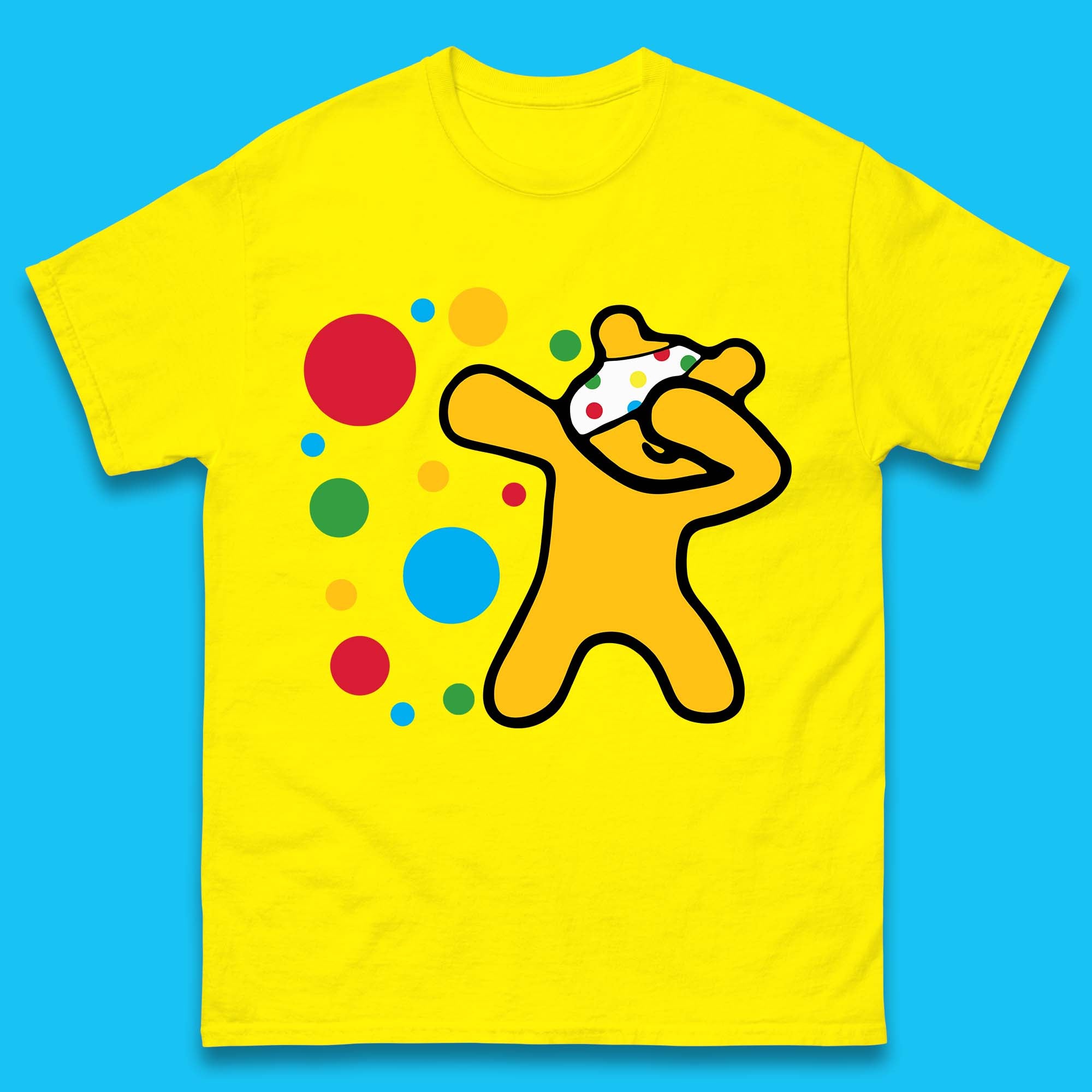 

Dabbing Spotty Pudsey Bear Children In Need Dab Dance Spotty Day Donation Mens Tee Top 4XL