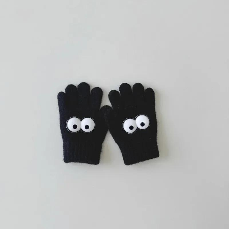 3-7Y Autumn Winter Children's Funny Gloves Autumn Winter Boys and Girls' Fingered Warm Knitted Woolen Five Finger Baby Gloves
