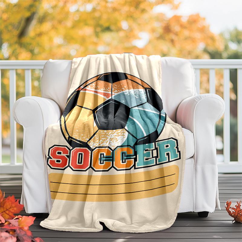 Soccer Theme Printed Blanket - Perfect for Couch, Bed, Travel & Outdoor Use | Machine Washable, Cozy & Durable.