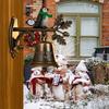 Christmas Welcome Home Bell Wall Mounted Rustic Metal Doorbell Vintage Santa Reindeer Snowman Penguin Hanging Dinner Bell for Front Door Yard