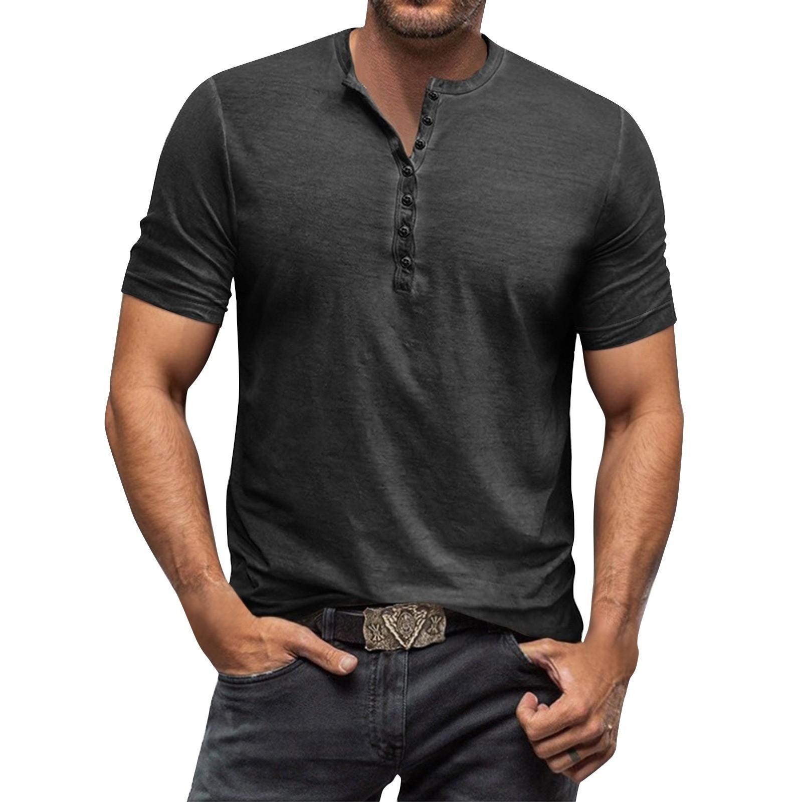 

Чоловічі літні однотонні топи з коміром на ґудзиках та коротким рукавом, чоловічі повсякденні вільні модні топи XXXL