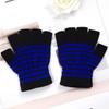1Pair Unisex Black Stripes Half Finger Fingerless Gloves for Women Wool Knit Wrist Cotton Gloves Winter Warm Men Workout Gloves