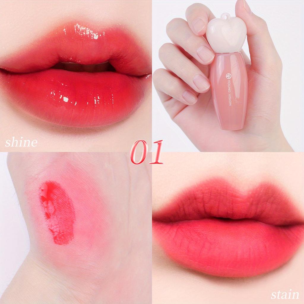 YOUNG VISION Water Lip Stain for Women Girls, LongLasting Lip Gloss Multi-Use Liquid Blush/Eyeshadow, Transfer-Proof Shine-to-Matte Finish In 3 Min