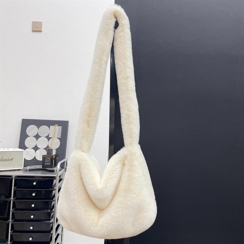Nepbont Tote Bag voor Dames Winter Pluche Schoudertas Pluizige Messenger Bag Vrouwen Zachte Pluizige Handtassen Shopper Bucket Hobo Bag MIT