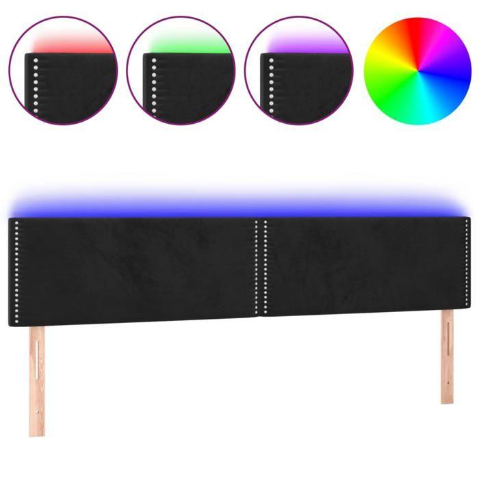 VidaXL Tête de Lit à LED Meuble de Chambre à Coucher Accessoire de Lit Double Tête de Cadre de Lit Intérieur Noir 3121528