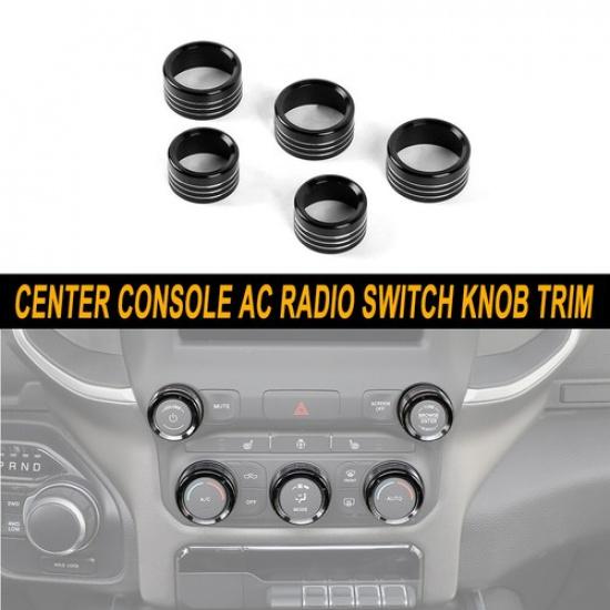 Center Console Ac Radio Switch Knob Cover Trim Ring For Dodge Ram 1500 2018+