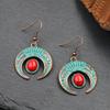 Vintage Boho Blue Stone Beaded Drop Earrings For Women Tassel Ethnic Geometric Flower Leaf Long Dangle Earrings Trendy Zircon