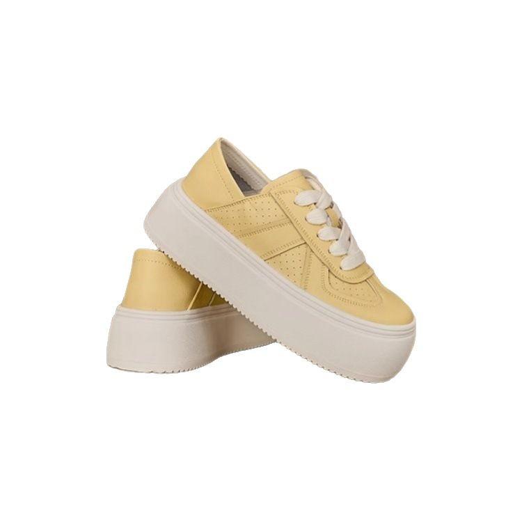 With skirt little white shoes women's spring and summer lightweight thick baseplate shoes 2025 new versatile soft sole yellow sports and leisure shoes