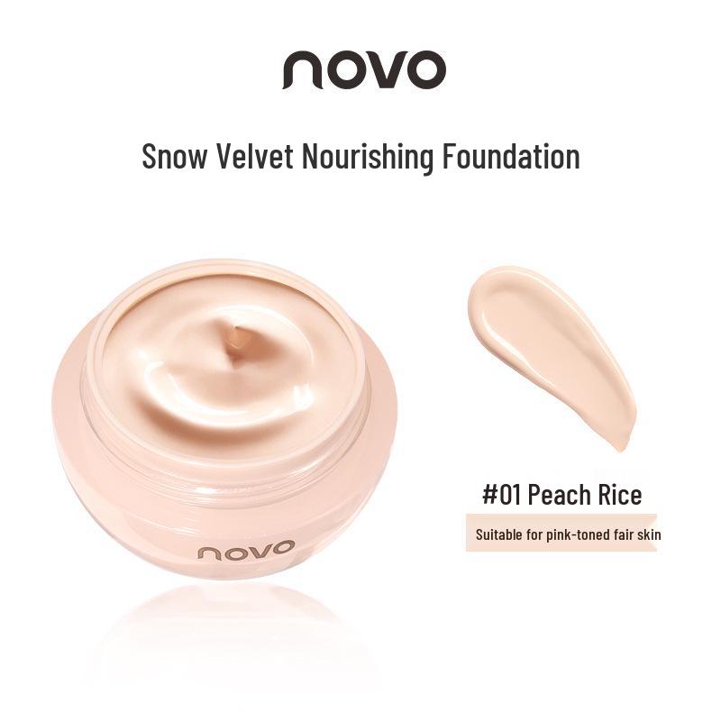 Novo Snow Velvet Soft Gauze Foundation: Natural, Silky, Lightweight Powder for Beginners and Students.