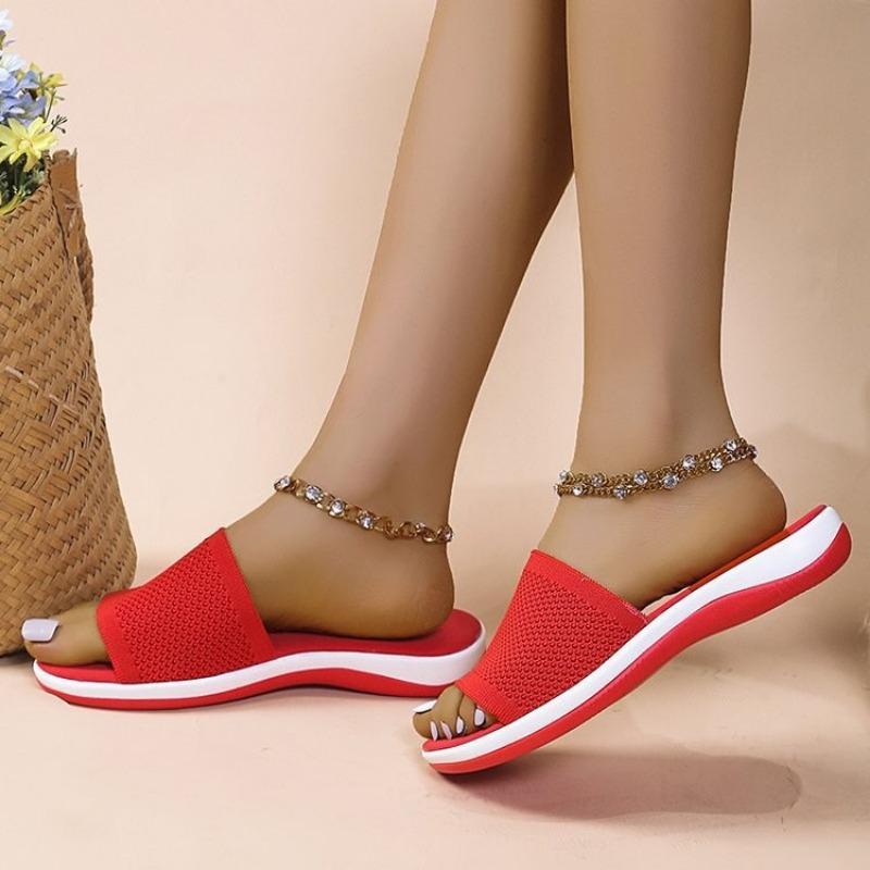 New Wish Sandals Spring and Summer New Knitted Thick-soled Large-size Flat-soled Slippers Women's Single Shoes