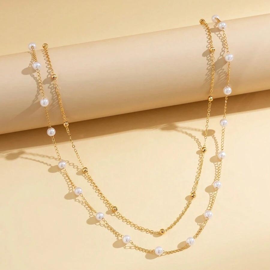 European and American Jewelry Summer Fashion Simple Double Imitation Pearl Waist Chain Popular Versatile Spice Girl Body Chain Waist Jewelry