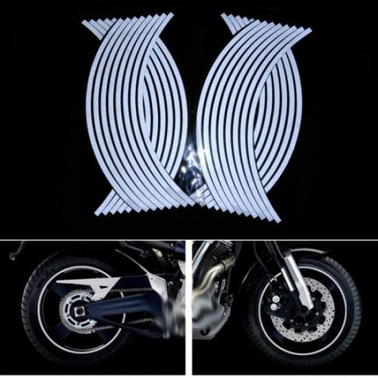 White Fits Kawasaki NINJA Motorcycle Rim Sticker Reflective Stripe Wheel Decals