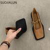 Fashion SUOJIALUN 2025 Autumn  Flat Heel Women Loafer Shoes Fahion Square Toe Slip On Shallow Ballerina Shoes Female Ballet Zapatos Muje