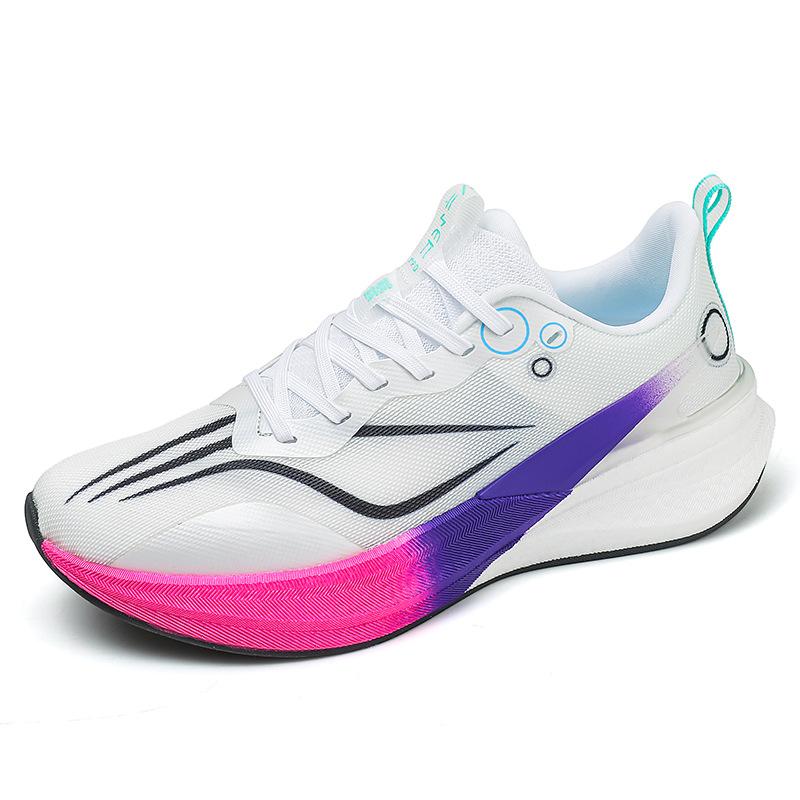 Couple running shoes 2025 summer new racing carbon board running shoes lightweight breathable soft sole shock absorption casual versatile shoes