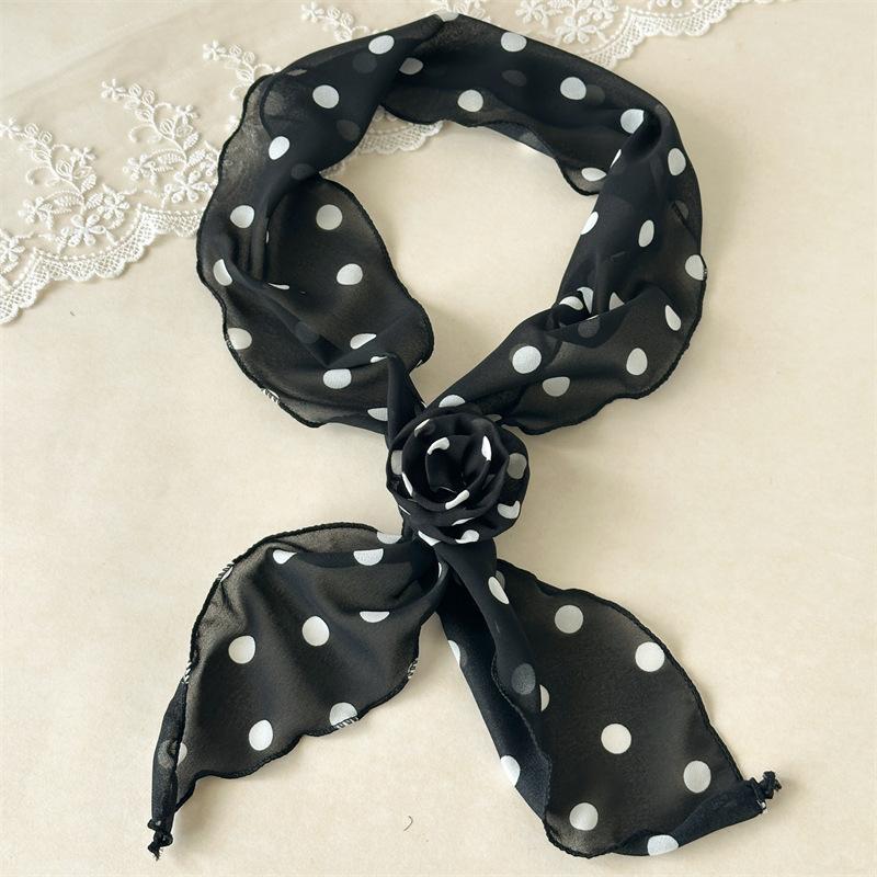

Polka Dot Fabric Hair Tie With Handmade Label Casual Chic Style Ponytail Accessory For Teenagers And Young Women Daily Wear Big Dot Black Det