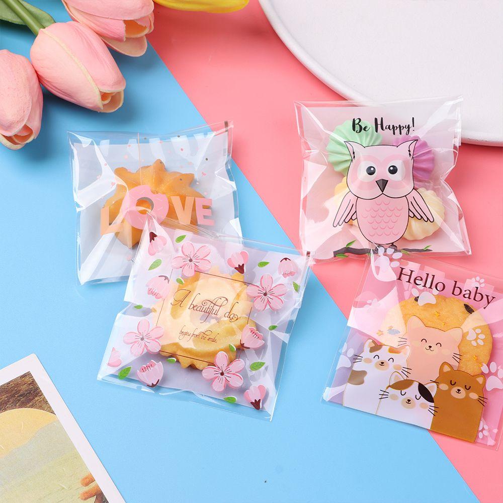 Quality Gift Packages Party Supplies Cute Bow Design Self-Adhesive Candy Bag Plastic Cookie Pocket